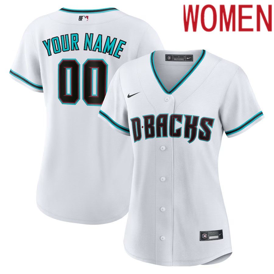 Women Arizona Diamondbacks Nike White Home Replica Custom MLB Jersey->customized mlb jersey->Custom Jersey